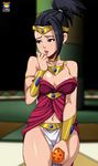  black_hair dragon_ball dragon_ball_super earrings jewelry kale_(dragon_ball) kyoffie12 loincloth necklace nipple_slip open_mouth 