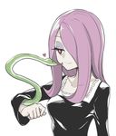  1girl breasts hair_over_one_eye little_witch_academia long_hair pink_hair smile snake solo sucy_manbavaran 