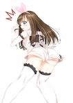  a.i._channel absurdres ass blue_eyes brown_hair detached_sleeves from_behind hairband highres kizuna_ai leaning_forward long_hair looking_back open_mouth ribbon shirt short_shorts shorts solo surprised thighhighs virtual_youtuber white_legwear white_shirt white_shorts yamanokami_eaka 