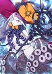  abigail_williams_(fate/grand_order) bangs black_bow black_hat black_panties bow commentary_request fate/grand_order fate_(series) forehead glowing grey_skin hat hat_bow hidebuu holding key keyhole long_hair looking_at_viewer lowleg lowleg_panties orange_bow panties parted_bangs polka_dot polka_dot_bow purple_eyes sharp_teeth silver_hair skindentation smile solo suction_cups teeth tentacles underwear very_long_hair witch_hat 