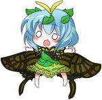  :d antennae bangs bare_arms blue_hair blush butterfly_wings buuwa dress eternity_larva eyebrows eyebrows_visible_through_hair fairy full_body green_dress hair_between_eyes hair_ornament leaf leaf_hair_ornament legs_apart o_o open_mouth outstretched_arms short_hair short_sleeves simple_background smile solo touhou white_background wings 