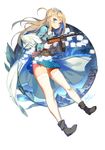  ankle_boots bangs belt black_footwear blonde_hair blue_dress blue_eyes blush boots breasts brown_belt buckle closed_mouth coat collared_coat commentary dated double-breasted dress eyebrows_visible_through_hair eyes_visible_through_hair floating floating_hair flower fur-trimmed_coat fur_trim girls_frontline gun hair_between_eyes hair_ornament hairband heart henry_davis highres holding holding_gun holding_weapon lily_(flower) long_hair looking_at_viewer magazine_(weapon) medium_breasts military military_uniform miniskirt mountain off_shoulder open_clothes open_coat panties pantyshot petals sidelocks signature skirt smile solo submachine_gun suomi_kp/-31 suomi_kp31_(girls_frontline) symbol-shaped_pupils thighhighs thighs underwear uniform weapon white_legwear white_panties 