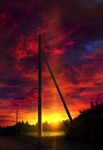  cloudy_sky commentary_request highres mks nature no_humans original outdoors power_lines red red_sky scenery sky sunset telephone_pole 