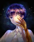  androgynous bangs blue_eyes blue_hair blunt_bangs golden_arms heterochromia houseki_no_kuni looking_at_viewer phosphophyllite phosphophyllite_(ll) short_hair solo spoilers upper_body white_eyes zek_(zecola) 