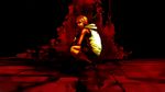  artist_request blonde_hair blood breasts cigarette heather_mason highres lead_pipe miniskirt mouth_hold short_hair silent_hill silent_hill_3 skirt solo squatting vest 