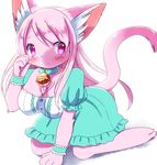  1girl cat furry kemoribon long_hair pink_eyes pink_hair smile solo 