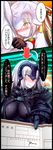  ahoge armor armored_dress bell black_gloves blush capelet chain comic dual_persona fate/grand_order fate_(series) gloves grey_hair headpiece highres holding holding_paper jeanne_d'arc_(alter)_(fate) jeanne_d'arc_(fate)_(all) jeanne_d'arc_alter_santa_lily kimura_shuuichi marriage_certificate_(object) multiple_girls paper ribbon short_hair striped striped_ribbon translated yellow_eyes 