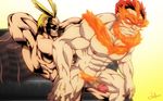  2boys all_might anal bara blonde_hair boku_no_hero_academia endeavor_(boku_no_hero_academia) male_focus multiple_boys muscle nude penetration red_hair sex smile tagme yaoi 