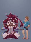  2boys barefoot cum drooling erection full_body interspecies kneeling link male_focus multiple_boys restrained rope sidon size_difference the_legend_of_zelda yaoi 