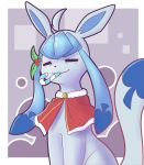  candy candy_cane christmas eeveelution eyes_closed feral flurry_(character) food frostynoten glaceon holidays holly_(plant) nintendo plant pok&eacute;mon pok&eacute;mon_(species) scarf tired video_games 