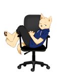  2018 anthro canine chair clothed clothing cub digital_media_(artwork) dog folder_(69loremipsum) full_body fur hoodie looking_at_viewer male mammal pants plantigrade simple_background sitting smile solo young 