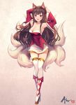  ahri animal_ears cleavage kitsune league_of_legends lee_seok_ho tail thighhighs 