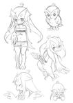  anthro avian bird blush butt clothing feathers female flat_chested hair long_hair monochrome navel nude owl rinfu rinfu_(character) solo_focus young 