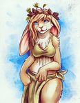  anthro blue_eyes breasts clothed clothing female lagomorph looking_at_viewer mammal rabbit solo tasanko 