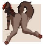  all_fours anthro anus breasts butt canine female hiddenwolf looking_back makeup mammal mascara nude pregnant pussy solo tongue tongue_out 