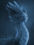  allagar ambiguous_gender blue_background blue_eyes blue_scales dragon feral hi_res portrait scales scalie simple_background solo western_dragon white_scales 