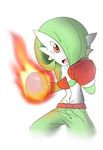  2015 boxing_gloves breasts digital_drawing_(artwork) digital_media_(artwork) female fire gardevoir green_hair hair hi_res humanoid mammal nintendo not_furry open_mouth pok&eacute;mon pok&eacute;mon_(species) rakkuguy red_eyes short_hair simple_background solo video_games white_background 