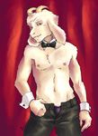  asriel_dreemurr boss_monster caprine clothed clothing deijii fur horn long_ears looking_at_viewer male mammal nipples red_eyes simple_background smile solo undertale video_games white_fur 