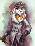  anthro fur hat lagomorph male mammal rabbit solo tasanko white_fur yellow_eyes 