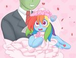  2018 adequality anon bestiality blue_fur blush bride duo equine female feral flower flower_petals friendship_is_magic fur hair hi_res human human_on_feral interspecies male_on_feral mammal multicolored_hair my_little_pony pegasus petals plant rainbow_dash_(mlp) wedding_gown wings 