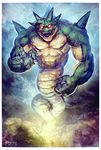  2012 abs alien aura biceps claws danciao dragon dragon_ball dragon_ball_(object) dragon_ball_z horn legless macro male namekian_dragon_balls open_mouth pecs porunga red_eyes scalie spikes summoning 