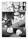  2018 bone bridge canine cave comic dialogue digital_drawing_(artwork) digital_media_(artwork) duo english_text everstone fangs female feral fire fur hi_res insomniacovrlrd lantern male mammal marowak monochrome nintendo open_mouth paws plum_(insomniacovrlrd) pok&eacute;mon pok&eacute;mon_(species) riolu shale_(insomniacovrlrd) skull skull_mask sweat teeth text tongue video_games 