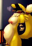  1girl artist_request bdsm blindfold breasts digimon furry nipples open_mouth pussy renamon solo tongue 
