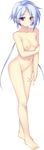  absurdres arm_grab blue_hair breasts censored collarbone eyebrows_visible_through_hair full_body highres kamitsurugi_ouka light_smile long_hair mosaic_censoring navel nipples nude purple_eyes pussy small_breasts solo standing transparent_background twintails yami_to_hikari_no_sanctuary 