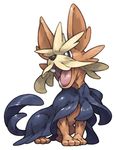  dog full_body gen_5_pokemon herdier no_humans open_mouth pearl7 pokemon pokemon_(creature) simple_background solo white_background 