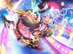  bang_dream! blue_hair blush dress drums hat long_hair matsubara_kanon music smile violet_eyes 