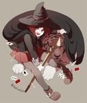  boots cape card danganronpa hair_ornament hairclip hat holding holding_staff nakuko_(hinonononono) new_danganronpa_v3 open_mouth pantyhose pleated_skirt red_hair short_hair skirt solo staff tiger white_tiger witch_hat yumeno_himiko 