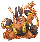  black_eyes commentary_request fire full_body gen_5_pokemon hands_up legs_apart no_humans open_mouth pearl7 pignite pokemon pokemon_(creature) simple_background smile solo white_background 