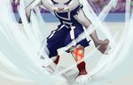  amazing animated anime clenched_teeth clothing colisseum disney female footwear judy_hopps lagomorph mammal midoriya_izuku my_hero_academia purple_eyes rabbit stage teeth torn_clothing w4g4 waga wind wind_lines wounded zootopia 