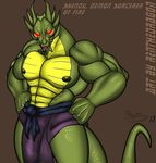  anthro biceps bulge demon dragon forked_tongue jackie_chan_adventures looking_at_viewer male nipples pecs red_eyes renthedragon scales scalie shendu solo tongue 
