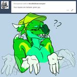  2018 4_fingers ? anon anthro black_sclera cetacean claws confusion countershade_torso countershading cyan_countershading cyan_skin dolphin dragon english_text fin fish front_view green_eyes green_skin half-length_portrait hi_res humor hybrid idoodle2draw looking_at_viewer male mammal marine markings multicolored_skin nude open_mouth portrait pose scalie shark sharp_teeth shrug smile solo teeth text tumblr vasciel_aplisto white_skin yellow_skin 