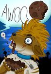  anthro awoo candy canine chibi chocolate cute digital_media_(artwork) dog eating food graveard halloween holidays howl husky male mammal moon nomming simple_background solo thebadnewsbear transformation werhusky wolf 