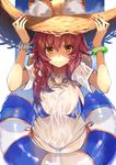  adjusting_clothes adjusting_hat animal_ears bikini blue_bikini breasts ears_through_headwear fate/grand_order fate_(series) fox_ears hat innertube kanikou large_breasts looking_at_viewer pink_hair shirt smile solo straw_hat sun_hat swimsuit tamamo_(fate)_(all) tamamo_no_mae_(fate) tamamo_no_mae_(swimsuit_lancer)_(fate) wet wet_clothes wet_shirt wet_t-shirt 