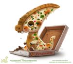  2017 ambiguous_gender bacon black_eyes box broccoli cheese claws cryptid-creations dinosaur eating english_text feral food food_creature hadrosaurus half-closed_eyes parsley_(food) pepper_(food) pepperoni pizza pizza_box simple_background solo text vegetable white_background 