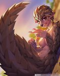  2018 5_fingers alanscampos anthro breasts brown_eyes claws day digital_media_(artwork) eyelashes featureless_breasts female looking_at_viewer mammal outside pangolin scales smile solo 