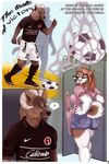  ball butt_pose canine clothing comic dog eyewear female glasses horn husky kanou locker_room male male/female mammal reward shirt shorts slightly_chubby soccer sport the_taste_of_victory wolf 