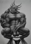  abs anthro balls biceps big_muscles bow_tie clothing demon draganddry dragon erection humanoid_penis jackie_chan_adventures looking_at_viewer male muscular pecs penis shendu solo underwear vein veiny_muscles 