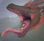  black_scales body_in_mouth dragon duo feral gaping_mouth human imminent_vore macro mammal merinith micro micro_on_macro mouth_shot open_mouth red_scales saliva scales size_difference sprout throat tongue tongue_out vore 
