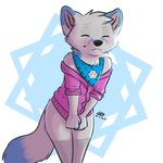  anthro arctic_fox bandanna bottomless canine clothed clothing cute fox leto_(letodoesart) letodoesart male mammal solo 