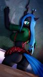  16:9 2018 3d_(artwork) anthro anthrofied butt changeling clothing crown desk digital_media_(artwork) doctor-sfm equine female friendship_is_magic green_eyes horn invalid_tag mammal my_little_pony panties queen_chrysalis_(mlp) shadow source_filmmaker underwear 