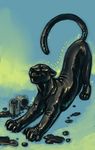  2010 anthro bucket digital_drawing_(artwork) digital_media_(artwork) eyes_closed feline flir flir_(panther) male mammal nude panther rubber rubbercat shiny simple_background smile solo ssirrus text tongue tongue_out 