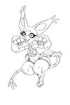  2017 absurd_res armwear belly big_ears black_and_white bridal_gauntlets claws clothed clothing cute_fangs digimon digital_media_(artwork) digitigrade eyelashes fan_character female flat_chested gatomon gloves hi_res jijis-waifus leg_warmers legwear line_art looking_at_viewer mammal midriff monochrome navel necktie open_mouth paws raised_arm semi-anthro simple_background smile socks solo striped_tail stripes tassels thick_thighs toeless_socks toes vivi_(inline) white_background wide_hips 