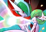  ambiguous_gender cosmo_(artist) duo green_hair hair humanoid looking_at_viewer mega_evolution mega_gallade mega_gardevoir nintendo not_furry pok&eacute;mon pok&eacute;mon_(species) red_eyes video_games 