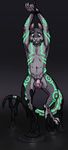  2015 anthro balls bdsm bondage bound cubi digital_drawing_(artwork) digital_media_(artwork) fur glowing glowing_fur gradient_background green_eyes grey_fur hi_res male mammal markings mouse nude penis pink_nose rodent rope rope_bondage rubber simon_tesla simple_background solo teeth 