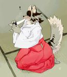  ! 2018 bebebebebe big_breasts blush breasts canine clothed clothing eating female hakama inazuma_(toto) japanese_clothing mammal onigiri solo wolf 