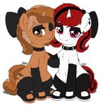  2017 absurd_res alpha_channel clothing cutie_mark duo equine eyeshadow fan_character female feral freckles hair hi_res horn legwear lilith_(zajice) looking_at_viewer makeup mammal multicolored_hair my_little_pony one_eye_closed sign_(character) simple_background smile transparent_background two_tone_hair unicorn zippysqrl 